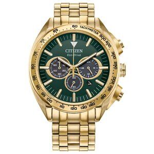 Citizens Mens Eco-Drive Chronograph Gold Stainless Steel Watch